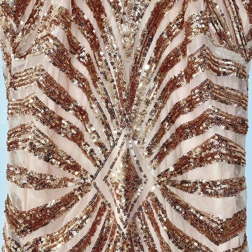 Rose Gold Sequin Halter Dress EUC Size Medium - Picture 4 of 12